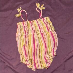 Striped Pink and Yellow Baby Romper